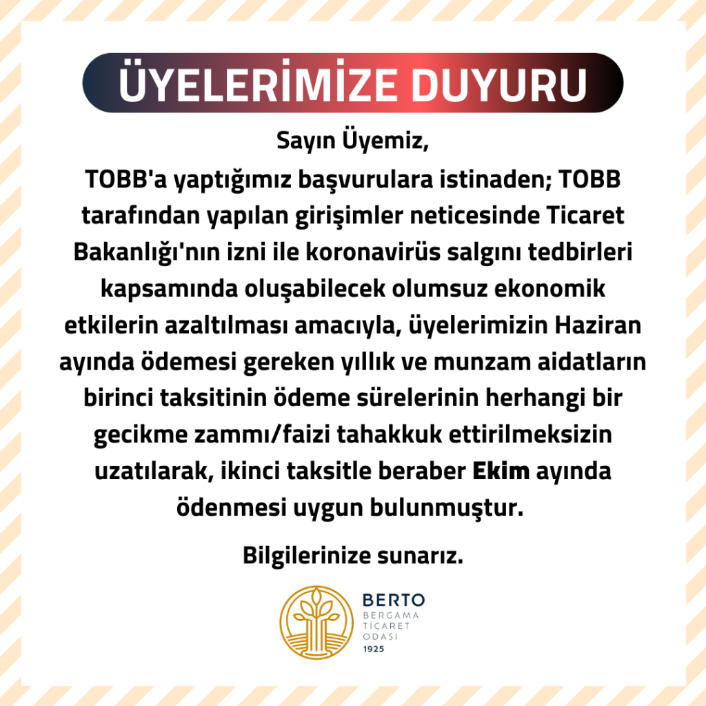 Yıllık ve Munzam Aidatlar Hakkında Duyuru