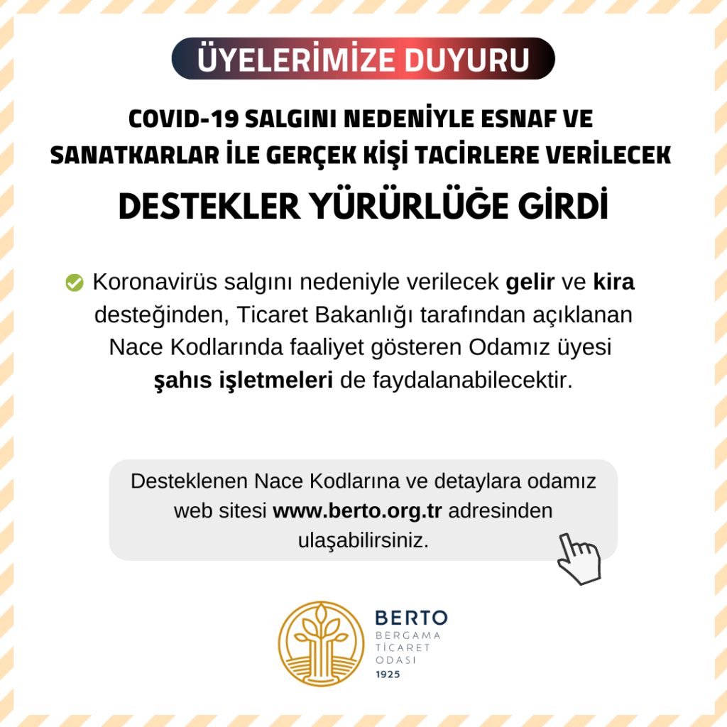 Esnaf ve Sanatkarlar ile Gerçek Kişi Tacirlere Verilecek Destekler