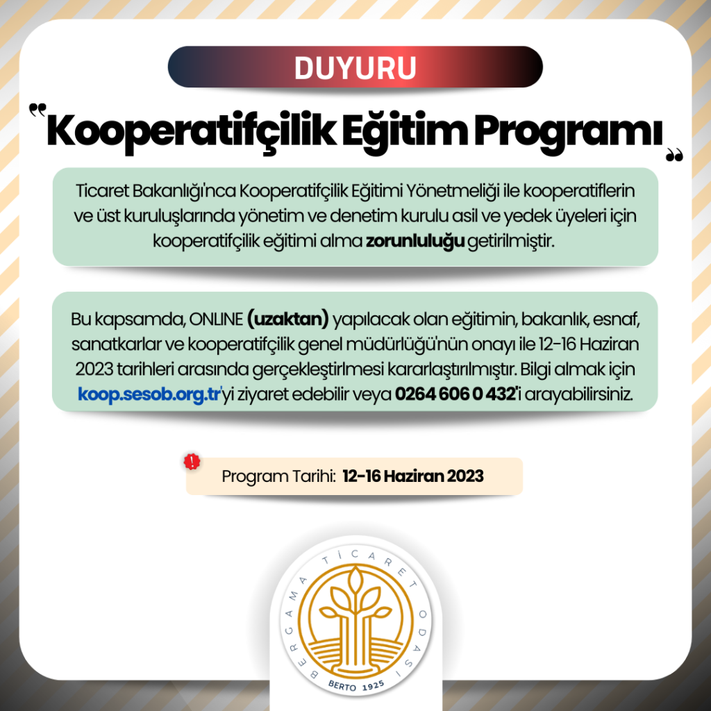 Kooperatifçilik Eğitim Programı hk.