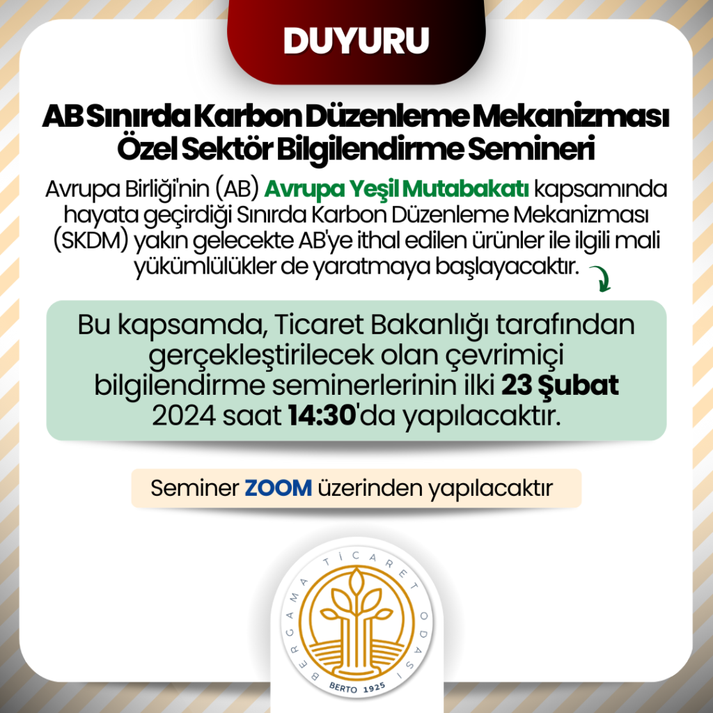 AB Sınırda Karbon Düzenleme Mekanizması Bilgilendirme Semineri