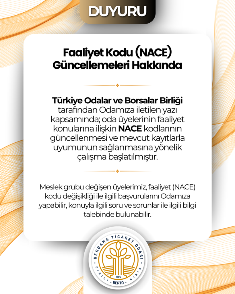 Faaliyet Kodu (NACE) Güncellemeleri Hakkında